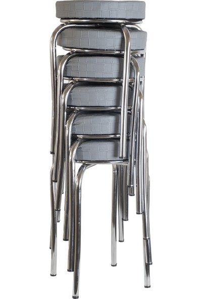 Ekip Metal Tabure Gri 6 Adet