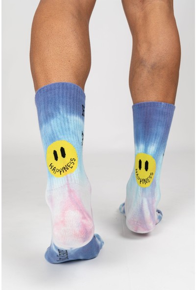 Paul Kenzie Smile - Dye Unisex Batik Desenli Dikişsiz Tenis Çorap - Wellbeing