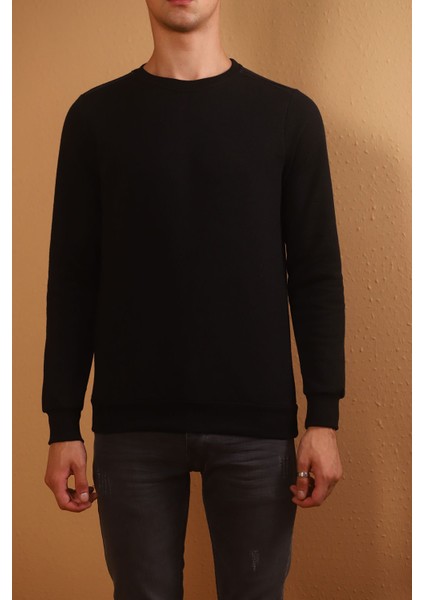 Siyah Omuz Şeritli Bisiklet Yaka Sweat
