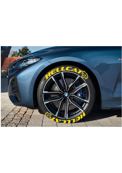 Hellcat Sarı Kalıcı Lastik Yazısı Hellcat Sticker 4 Kit