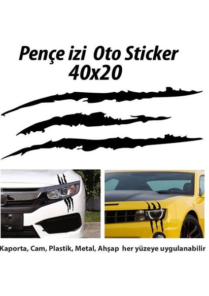 Monster Canavar Pençe Izi Uzun Siyah Sticker