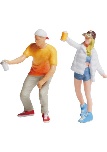 1:87 Diorama Graffiti Figür Reçine Insanlar Siku Beyaz Sarı Için Bebek Tren Yolu Düzeni (Yurt Dışından)