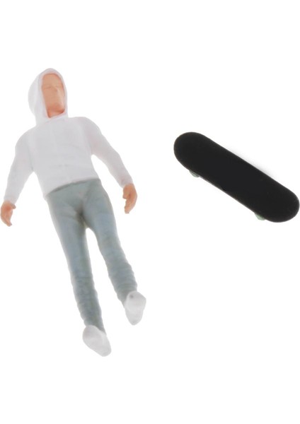 Mini Aksiyon Insanlar Figürler Boyalı Patenci Çocuk Ile/ Kaykay ile Düzen Sahne Beyaz (Yurt Dışından)