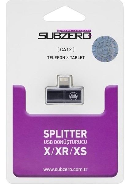 Iphone 7 8 x Lightning Splıtter 2in1 Şarj ve Kulaklık Subzero CA12