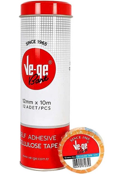 12 Li Vege Bant Selefon Ets Metal Kutu 12 mm x 10 Metre