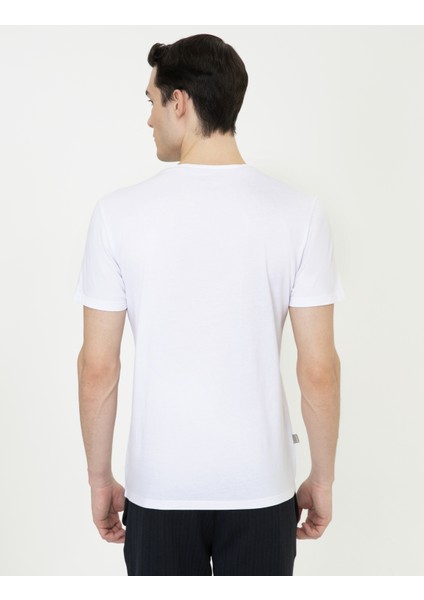 Erkek Beyaz Slim Fit Tişört 50240518-VR013 modelleri