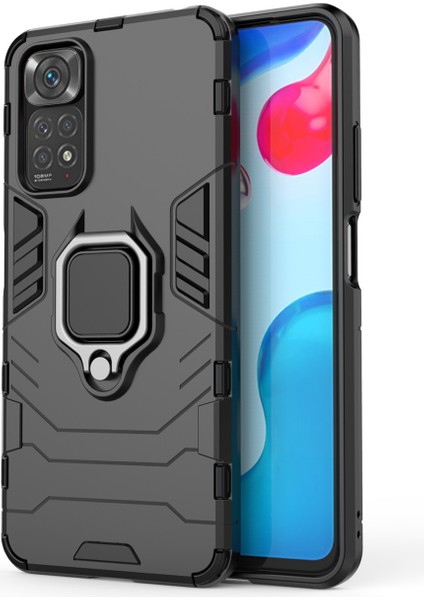 Xiaomi Redmi Note 11 Batman Yüzüklü Armor Kılıf - Siyah