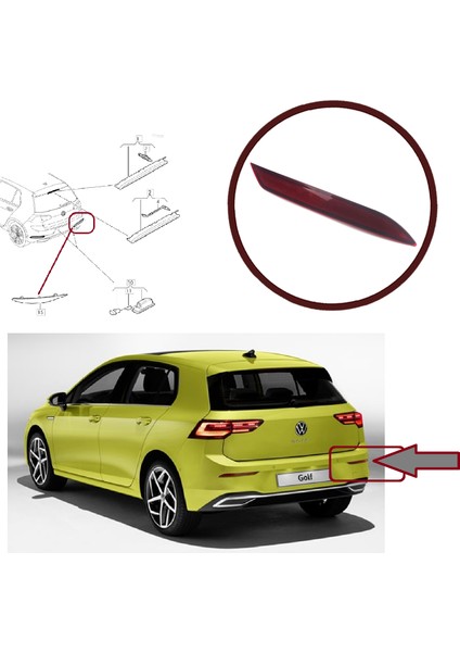 BSP1070 Vw Golf 7.5 8 E-Golf Variant 4motion R32 Gtı Için Arka Tampon Reflektörü Sağ 5G0945106C