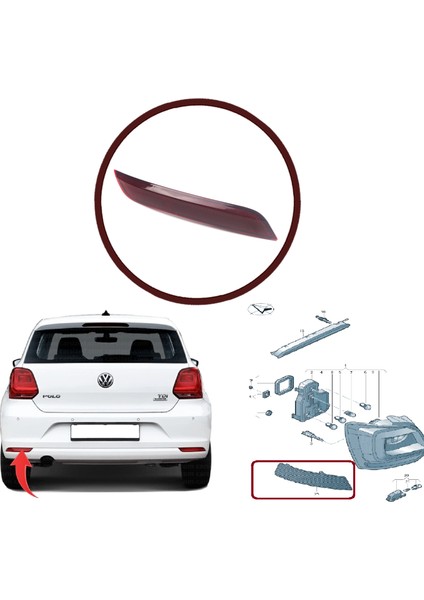 BSP1073 Vw Polo 2015-2017 Için Arka Tampon Reflektörü Sağ 6C0945106B