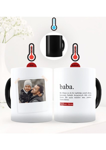 Kişiye Özel Fotoğraflı Baba Anlamı Sihirli Kupa Bardak - 2