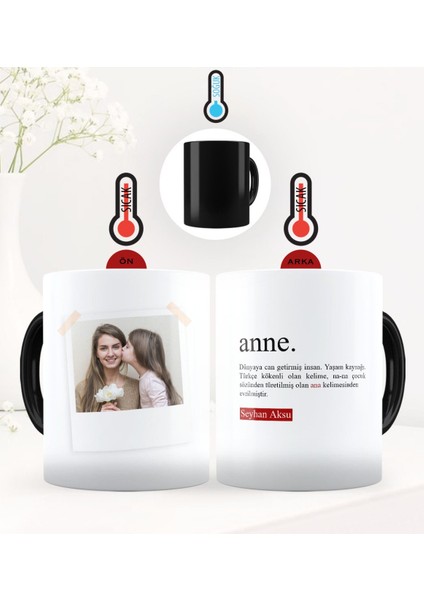 Kişiye Özel Fotoğraflı Anne Anlamı Sihirli Kupa Bardak - 2