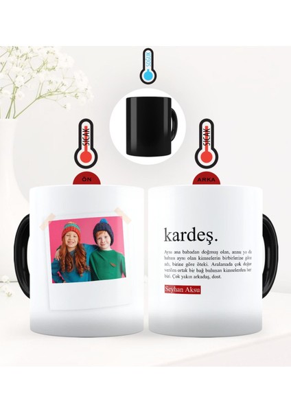Kişiye Özel Fotoğraflı Kardeş Anlamı Sihirli Kupa Bardak - 2