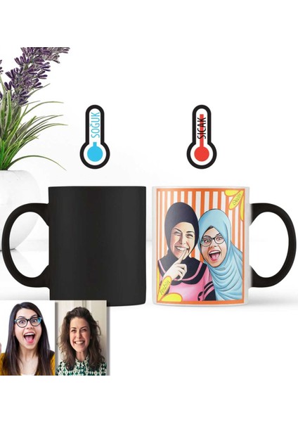 Kişiye Özel Türbanlı Karikatürlü Sihirli Kupa Bardak 37,747