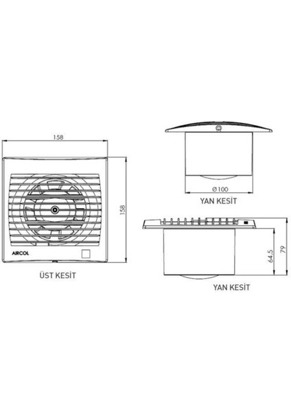 100LÜK Sessiz Dekoratif, Plastik Banyo Fanı / Aspiratörü 100 M³/h