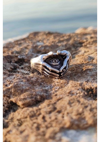 Illuminati Göz Antik Gümüş Kaplama Ayarlanabilir Yüzük modelleri