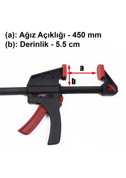Topart Hafif Tip Sürgülü Tek Ele Uygun Iç Dış Işkence Kıskaç 450 mm
