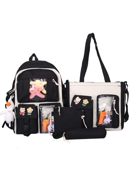 4 Parça Okul Çantası Seti - Siyah (Yurt Dışından)