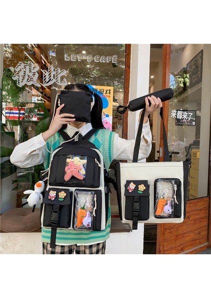 4 Parça Okul Çantası Seti - Siyah (Yurt Dışından) indirimleri