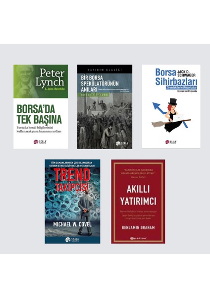 Akıllı Yatırımcı + Bir Borsa Spekülatörünün Anıları + Trend Takipçisi + Borsa'da Tek Başına - Peter Lynch + Borsa Sihirbazları - Jack Schwager - 5 Kitap Set