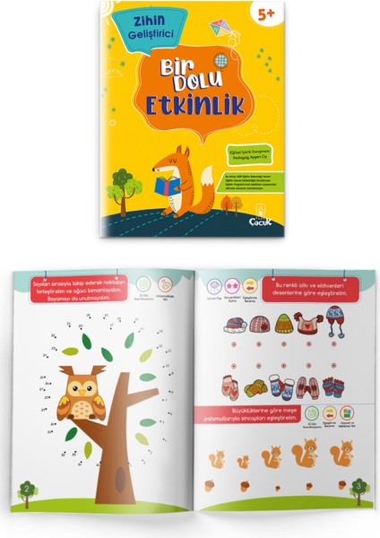 5+ Yaş "Zihin Geliştirici Bir Dolu Etkinlik" Eğlenceli, Eğitici Okul Öncesi Çocuk Etkinlik Kitabı modelleri
