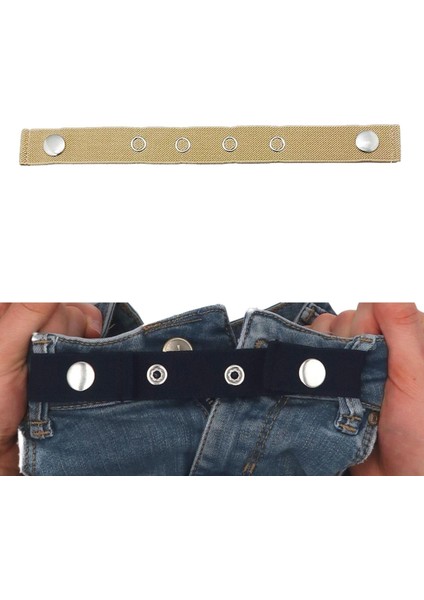 Unisex Kemer Elastik Toka Içermeyen Streç Ayarlanabilir Bel Kemeri Bel Band Bej(Yurt Dışından)