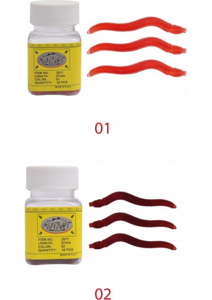 3511 Ozmo Aromalı Solucan 4cm Silikon Suni Yem 30'lu Kutu