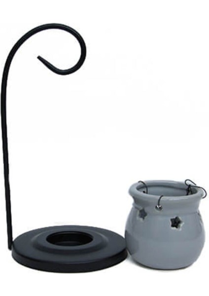 Dekoratif Gri Renk Kazan Şeklinde Standlı Buhurdanlık modelleri