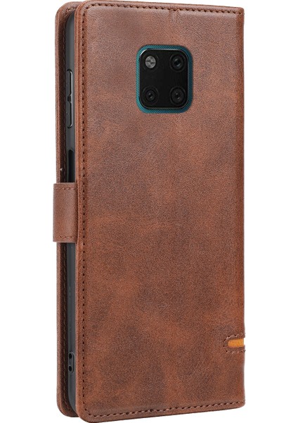 Huawei Mate 20 Pro İçin Deri Cüzdan Telefon Kılıfı - Kahverengi (Yurt Dışından)