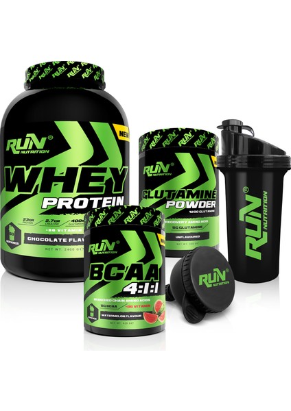 Kas Kütlesi + Vücut Geliştirme Paketi 2 (Whey Protein 2.4kg,Glutamine,Bcaa) + Shaker, Huni