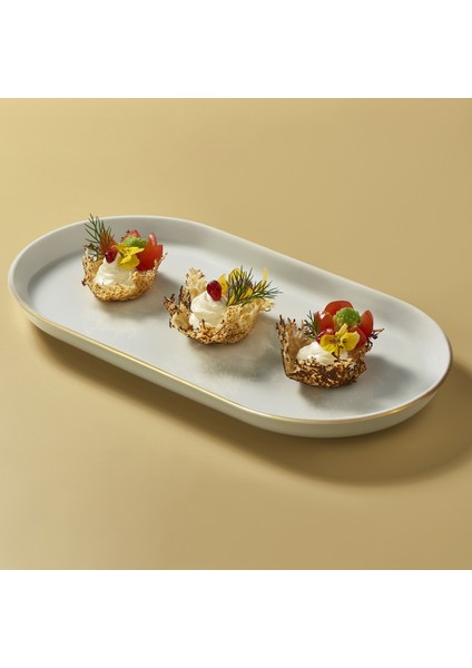 Bilbao 2 Parça 20 x 11 cm Bone Kayık Tabak - Gold