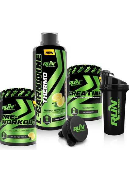 L-Carnitine Ve Performans Kombinasyon Paketi (L-Carnitine,Creatine,Pre-Workout) + Shaker, Huni