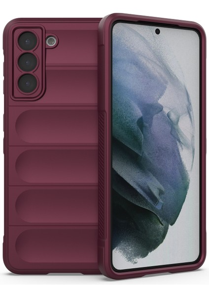 Galaxy S21 5G İçin Tpu + Flanel Telefon Kılıfı - Koyu Kırmızı (Yurt Dışından)