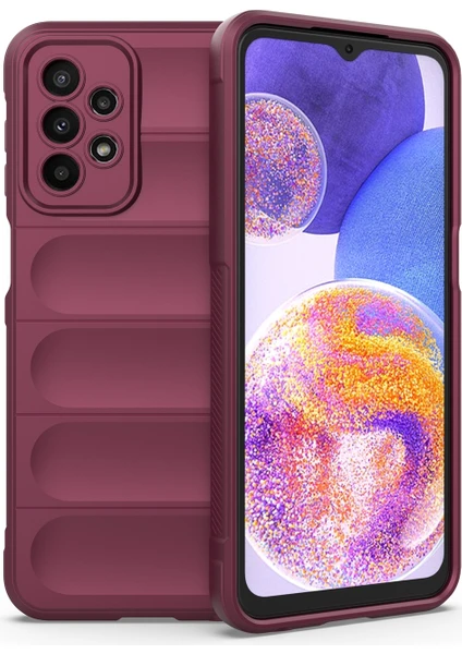 Zhkj Shop Galaxy A23 İçin Tpu + Flanel Telefon Kılıfı - Koyu Kırmızı (Yurt Dışından)