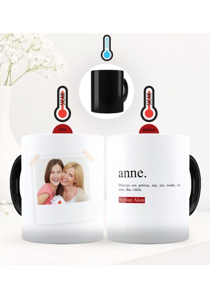 Kişiye Özel Fotoğraflı Anne Anlamı Sihirli Kupa Bardak - 4