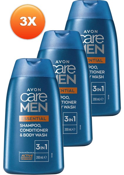 Care Men Essential 3’ü 1 Arada Sampuan, Bakım Kremi ve Dus Jeli 200 ml 3'lü