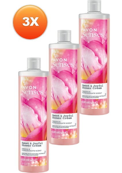 Senses Sweat & Joyful Frezya ve Nar Kokulu Krem Duş Jeli 500 ml 3'lü fiyatları