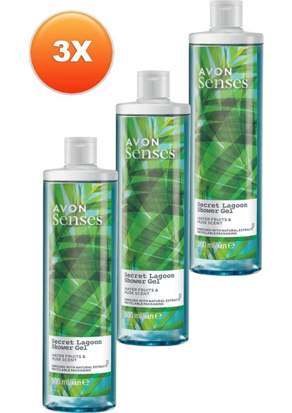 Senses Secret Lagoon Su Meyveleri ve Misk Kokulu Duş Jeli 500 Ml. Üçlü Set fiyatları