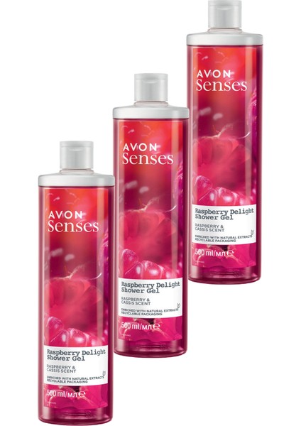 Senses Rapsberry Delight Frambuaz ve Frenk Üzümü Kokulu Duş Jeli 500 ml 3'lü