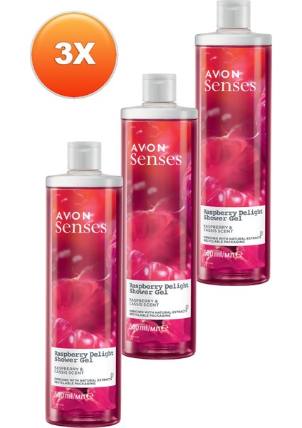 Senses Rapsberry Delight Frambuaz ve Frenk Üzümü Kokulu Duş Jeli 500 ml 3'lü