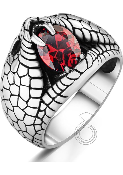 925 Ayar Gümüş Kobra Yılanı Figürlü Yakut Taşlı Erkek Yüzük fiyatları