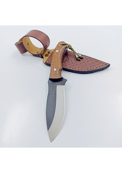 El Yapımı Bushcraft Kamp Bıçağı Kök Ceviz Kabze Paslanmaz Av Bıçağı Deri Kılıflı fırsatları