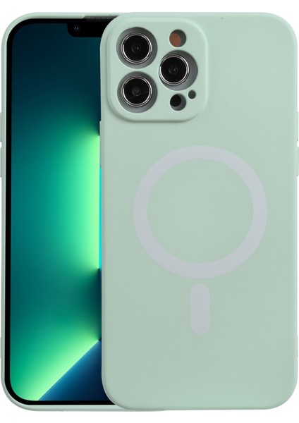iPhone 13 Pro Için Sıvı Silikon Darbeye Dayanıklı Magsafe Telefon Kılıfı - Turkuaz (Yurt Dışından)