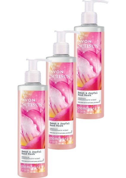 Senses Sweat & Joyful Frezya Ve Nar Kokulu Sıvı El Sabunu 250 Ml. Üçlü Set