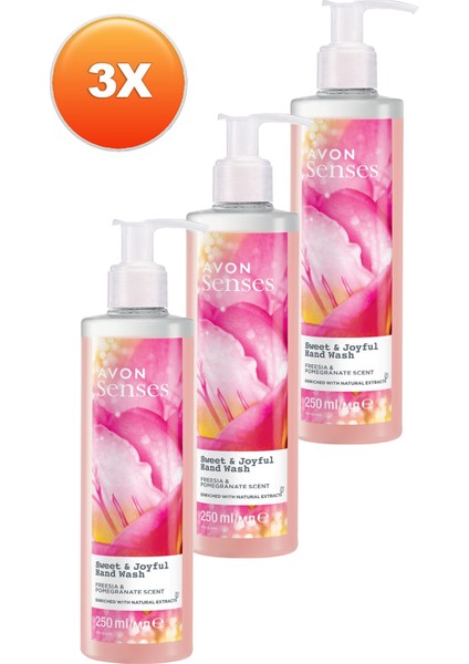 Senses Sweat & Joyful Frezya Ve Nar Kokulu Sıvı El Sabunu 250 Ml. Üçlü Set