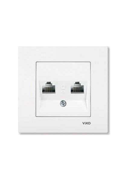 Karre Beyaz 2Li Data Rj45 İnternet Prizi Cat 5/ Cat 6 Çerçeve Dahil 5 Adet