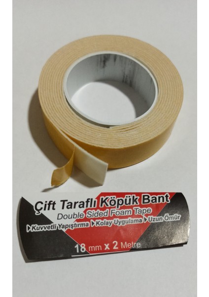 Köpük Bant Çift Taraflı Montaj Bandı 18 mm x 2 m 1 Adet