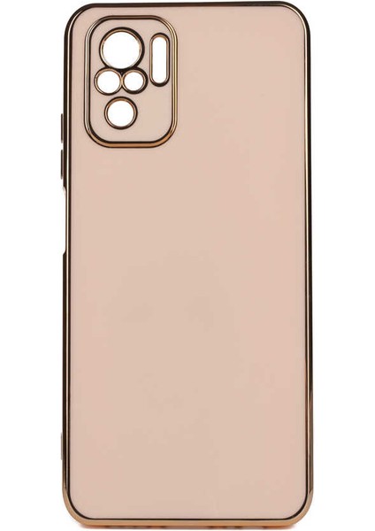 Casestreet Xiaomi Redmi Note 10S Kılıf Bark Parlak Silikon Renkli Kenarları Rose Bronz