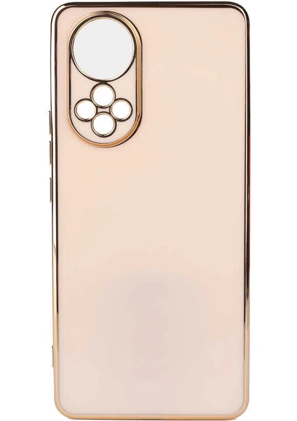 Huawei Nova 9 Kılıf Bark Parlak Silikon Renkli Kenarları Rose Bronz