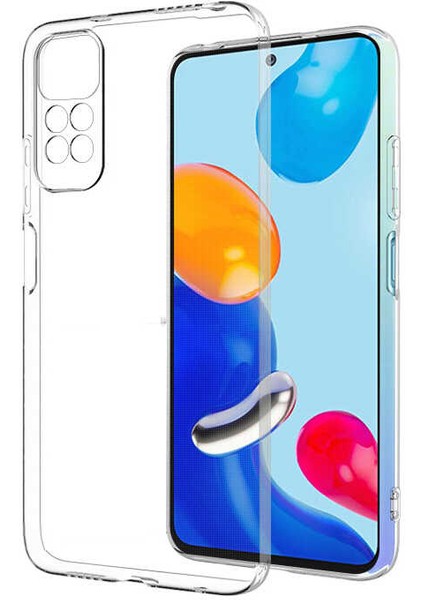 Casestreet Xiaomi Redmi Note 11 Global Kılıf Süper Silikon Kamera Korumal Şeffaf+Nano Glass