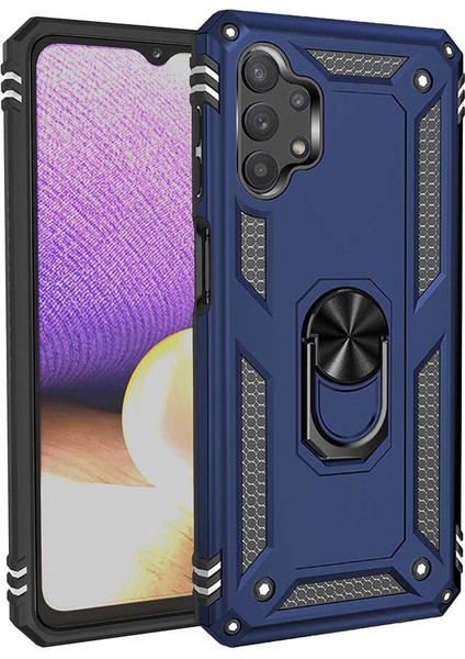 Casestreet Samsung Galaxy A23 Kılıf Vega Sert Silikon Tank Standlı Yüzüklü Mıknatıslı Lacivert